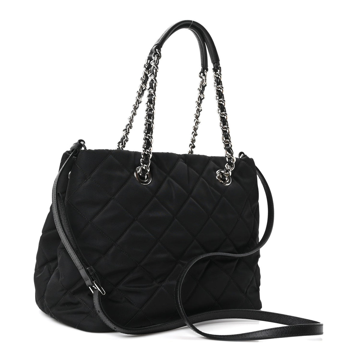 Nylon Tessuto Impuntu Quilted Tote Black