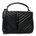 Matelasse Chevron Monogram Monochrome Medium College Bag  Black