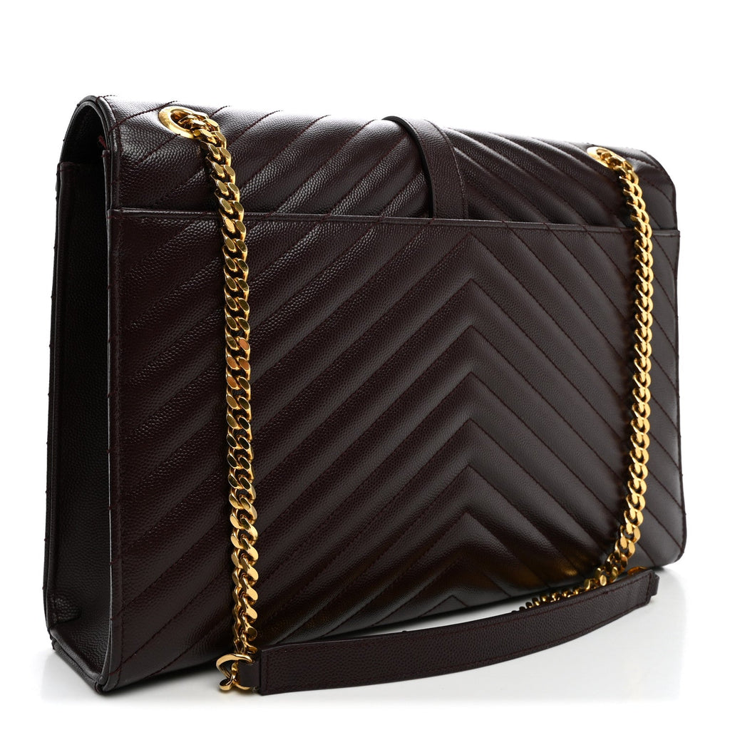Grain De Poudre Matelasse Chevron Large Monogram Satchel Rouge Legion