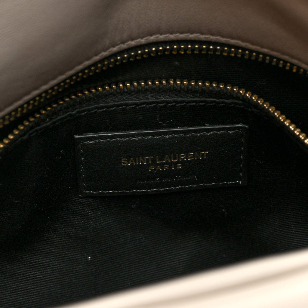 Lambskin Quilted Small Loulou Puffer Monogram Chain Satchel Crema Soft