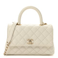 Caviar Quilted Mini Coco Handle Flap White