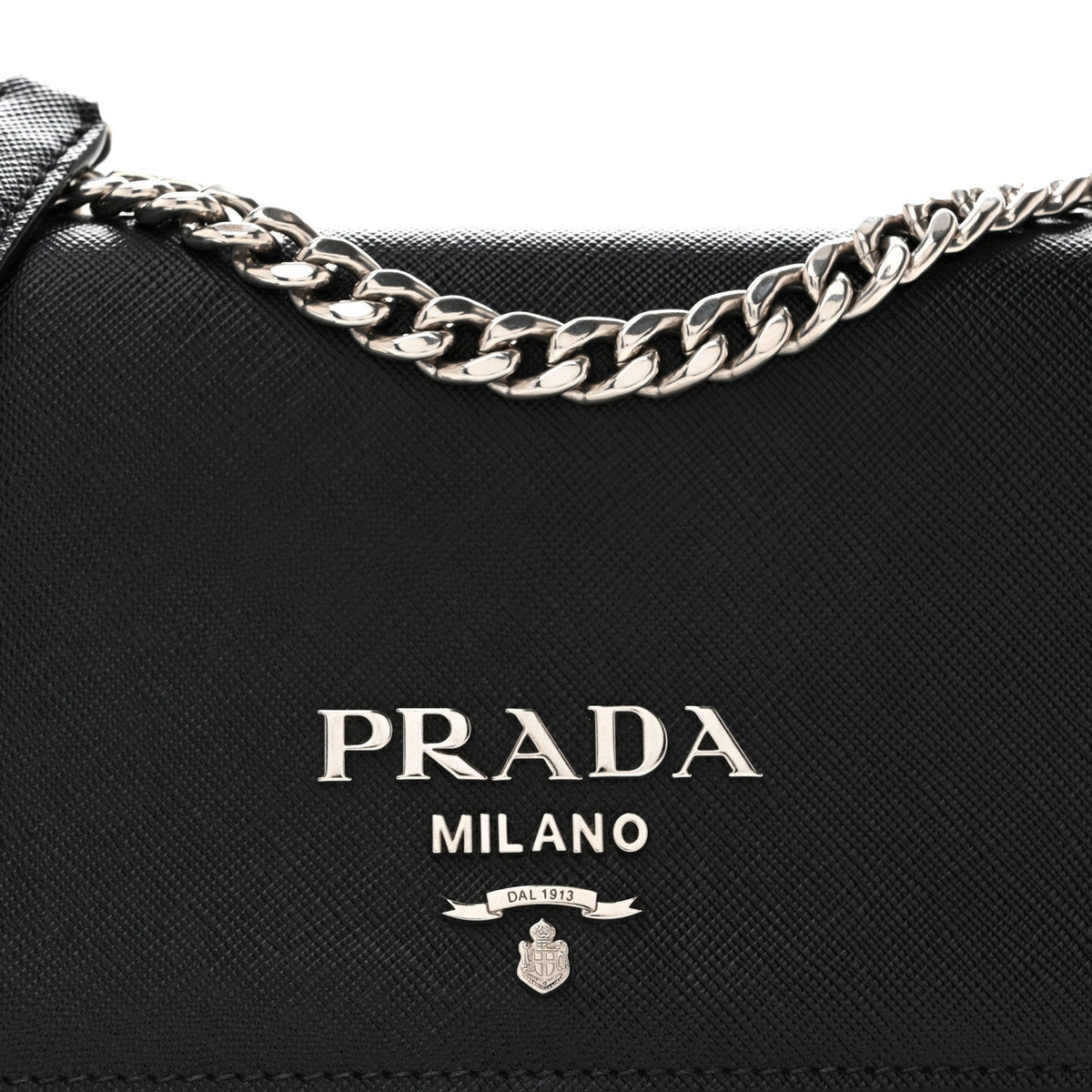 Saffiano Soft Calf Chain Crossbody Bag Black