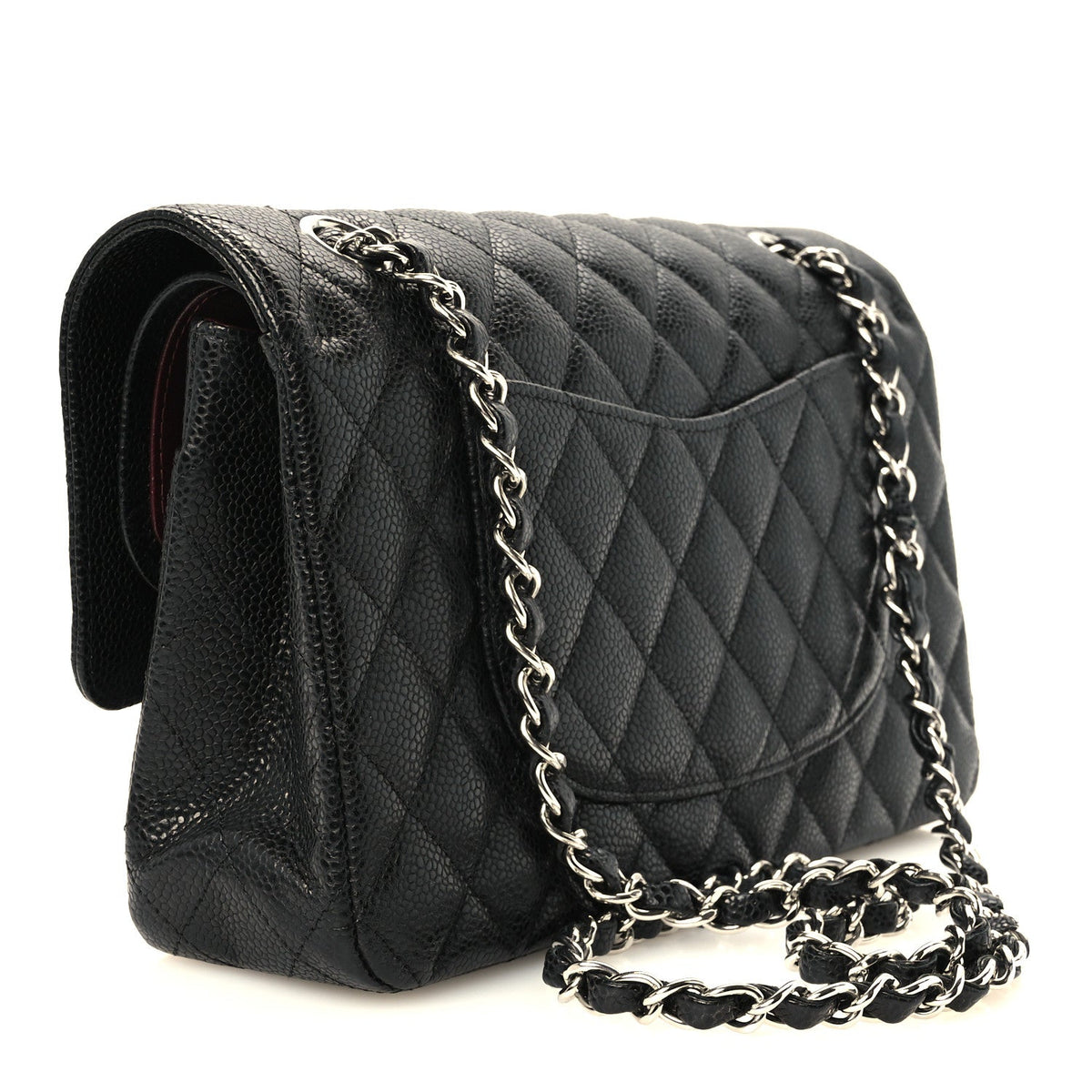 Caviar Quilted Medium Double Flap Black