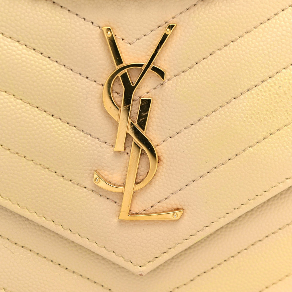 Grain De Poudre Matelasse Chevron Monogram Chain Wallet Dark Beige