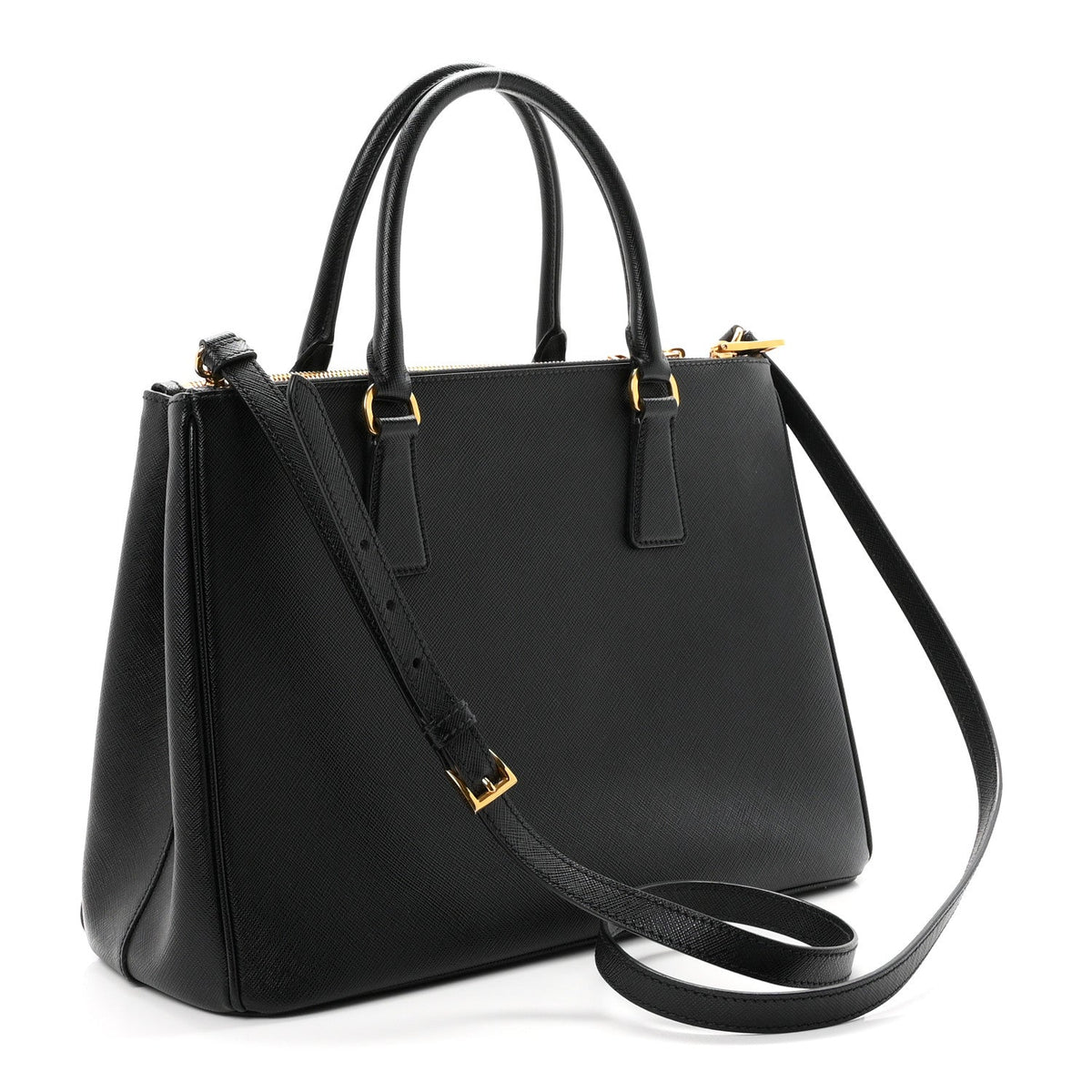 Saffiano Small Galleria Double Zip Tote Black