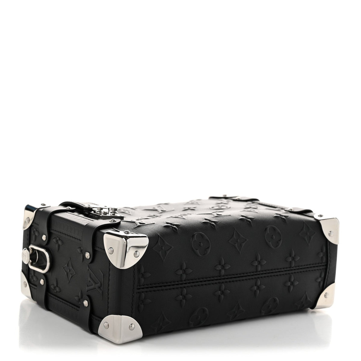 Calfskin Debossed Monogram Side Trunk Black