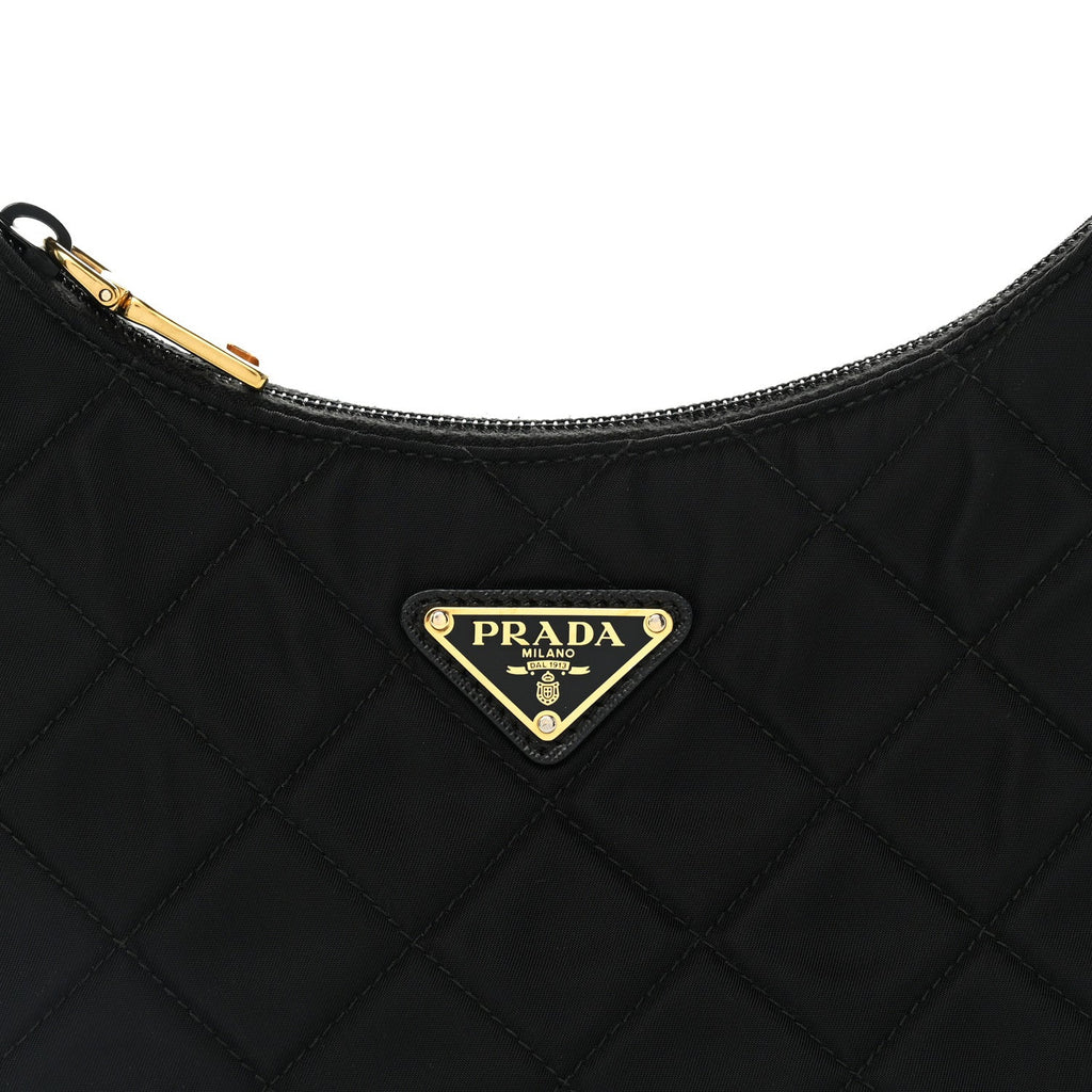 Tessuto Nylon Stitched Shoulder Bag Black