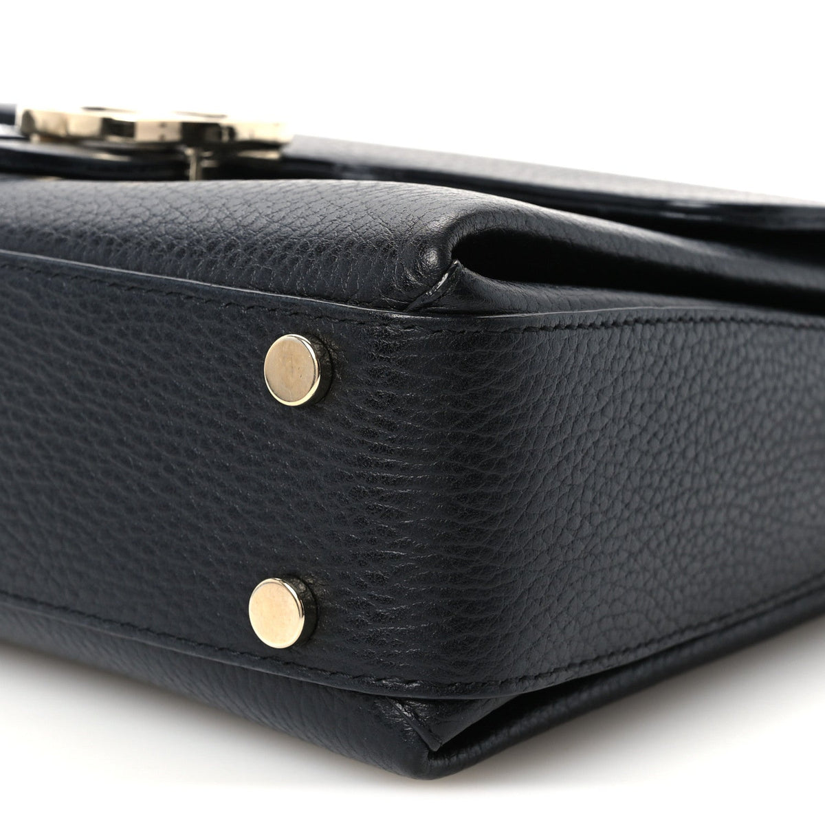 Dollar Calfskin Interlocking G Top Handle Shoulder Bag Black