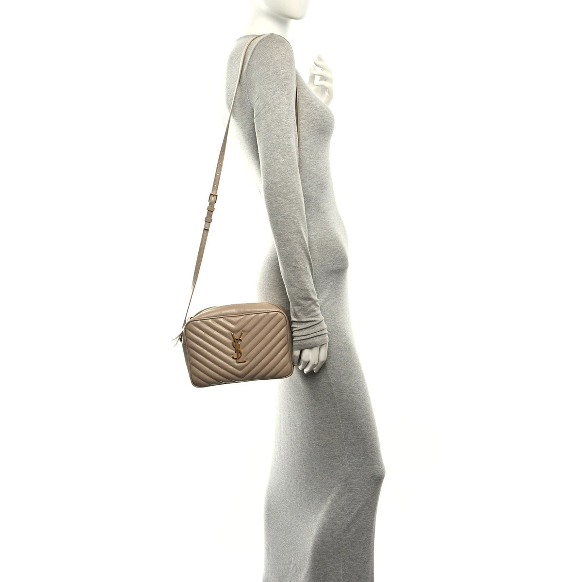 Calfskin Matelasse Monogram Lou Camera Bag Dark Beige