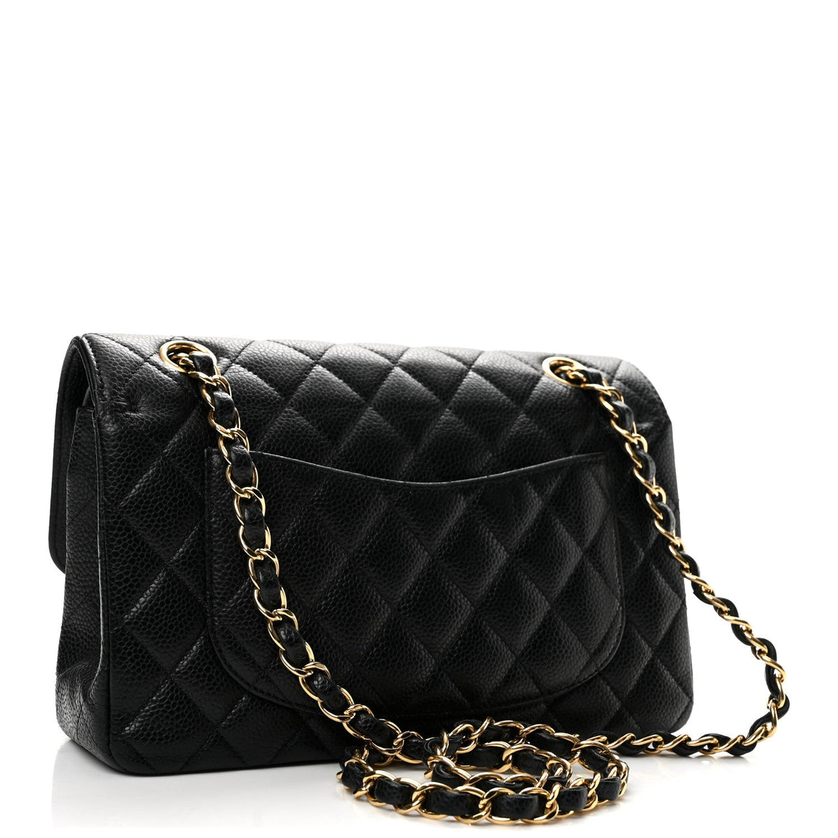 Caviar Quilted Small Double Flap Black