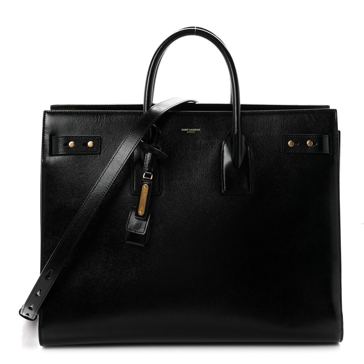 Patent Grain De Poudre Large Souple Sac De Jour Black