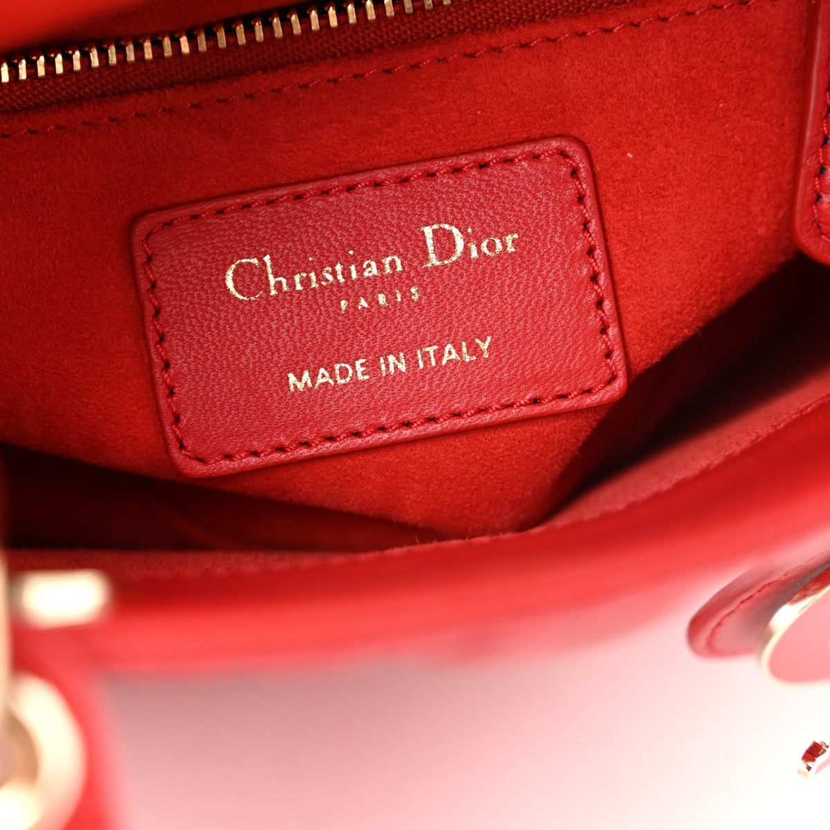 Calfskin Cannage Dioramour Mini Lady Dior Bag Bright Red