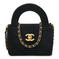 Velvet Quilted Mini Nano Kelly Shopper Black