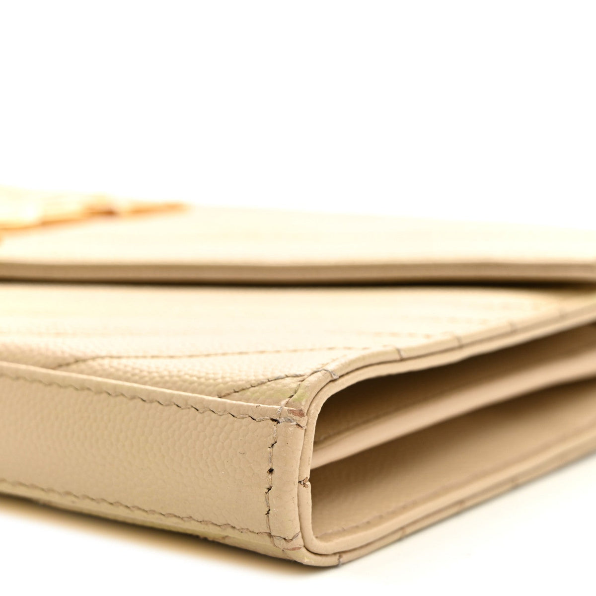 Grain De Poudre Matelasse Chevron Monogram Chain Wallet Dark Beige