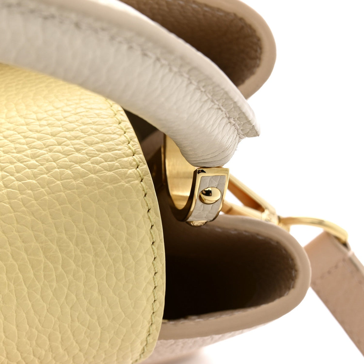 Taurillon Enamel Flower Chain Capucines BB Beige Yellow Creme