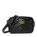 Calfskin Matelasse Mini GG Marmont Chain Shoulder Bag Black