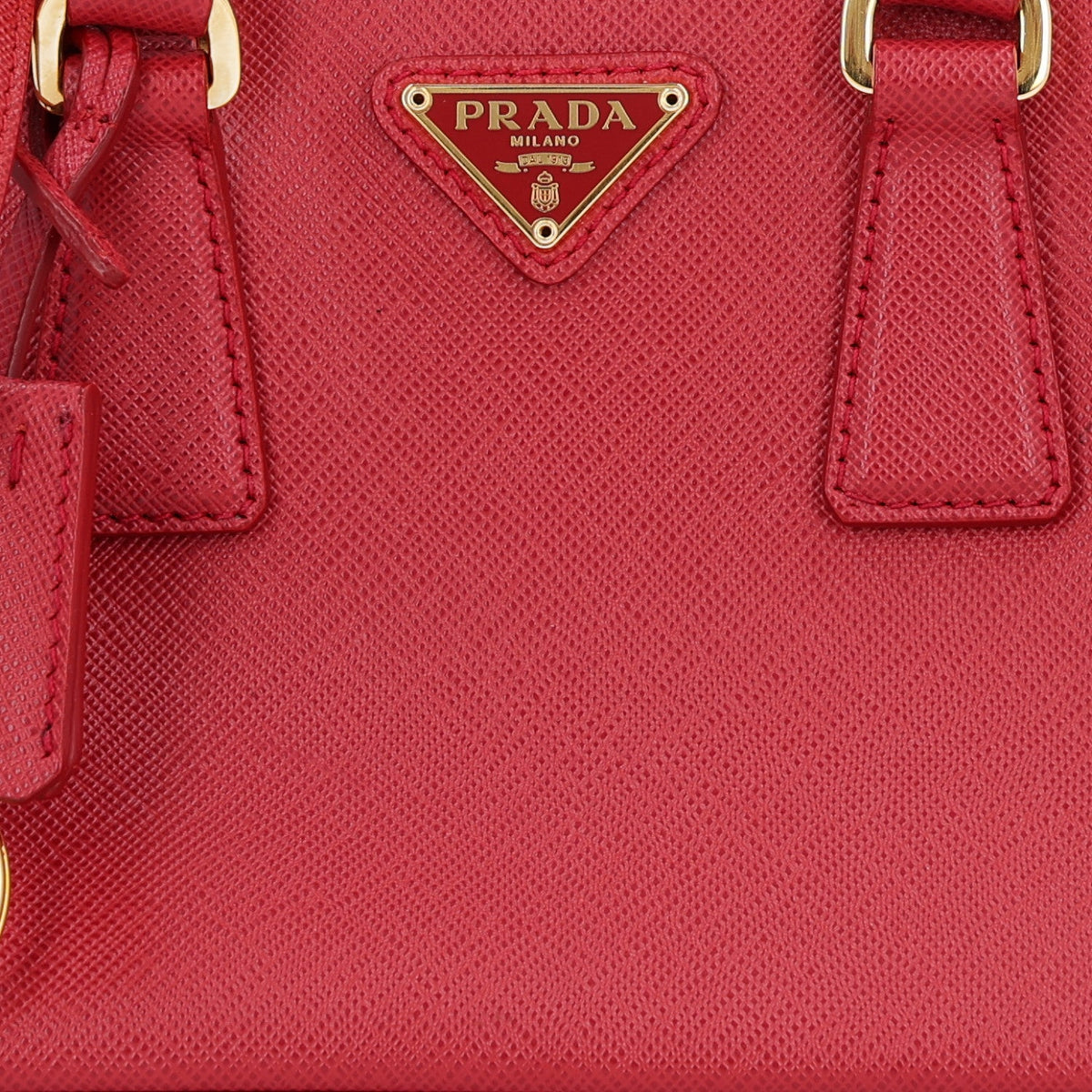 Saffiano Micro Galleria Double Zip Tote Fuoco