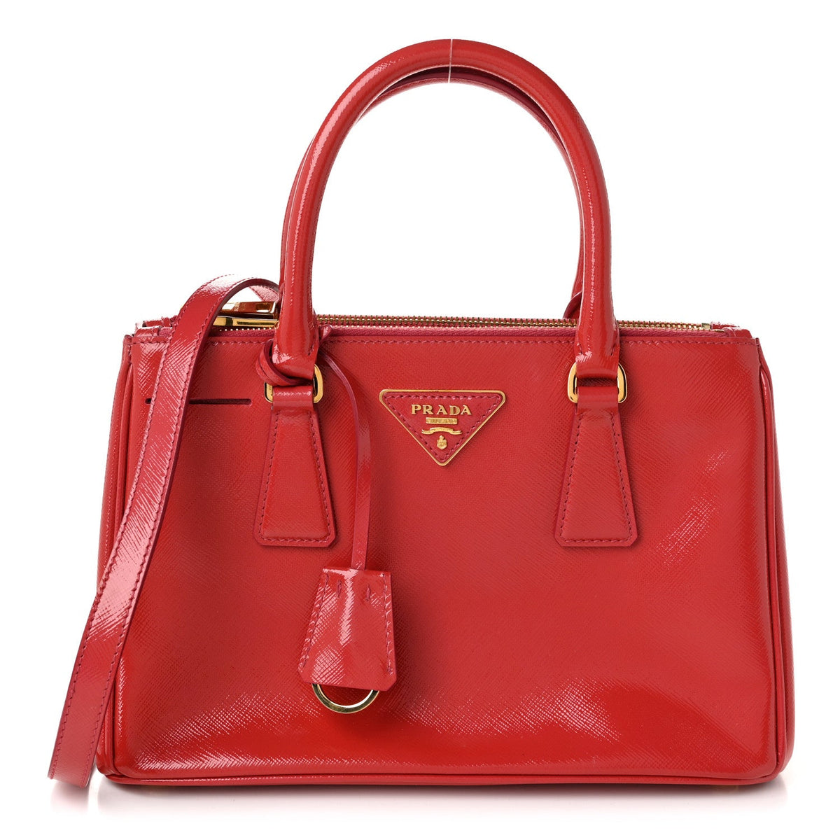 Saffiano Vernice Small Galleria Double Zip Tote Peonia