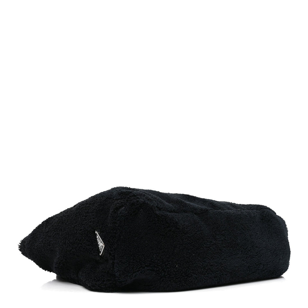 Terry Cloth Tote Bag Black White