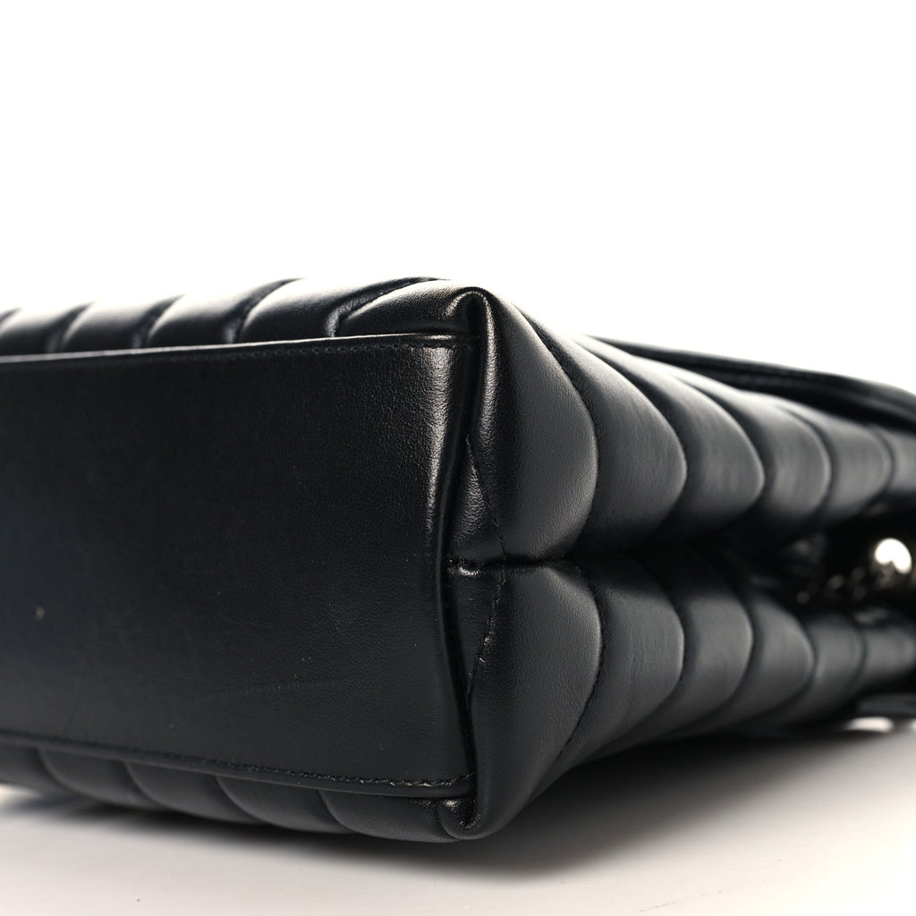 Calfskin Y Quilted Monogram Small Loulou Chain Satchel Black