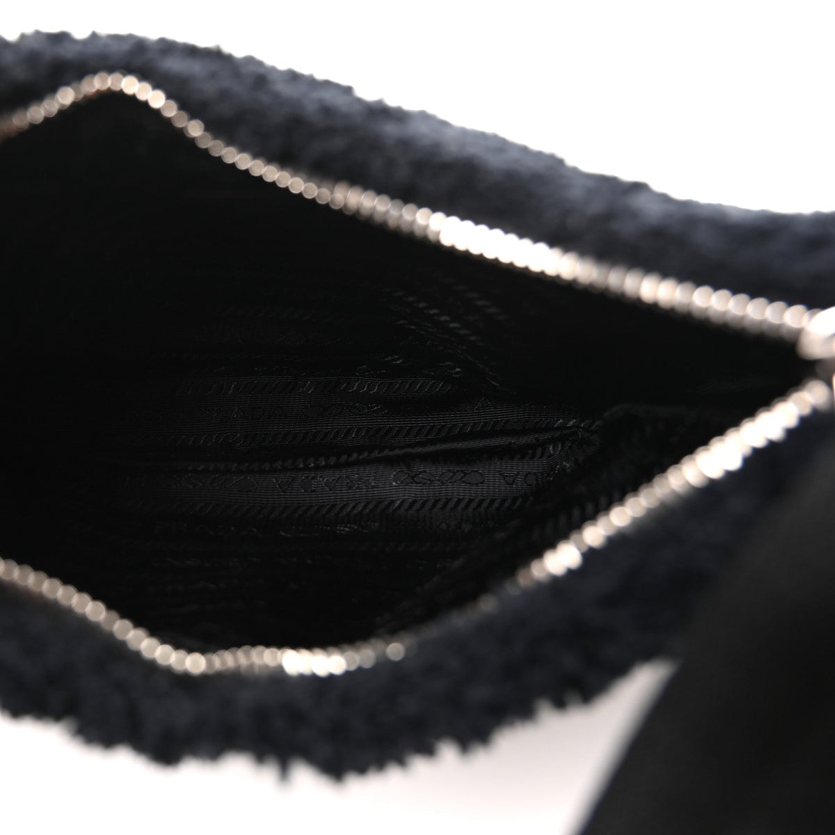 Terry Cloth Mini Re-Edition 2000 Bag Black White