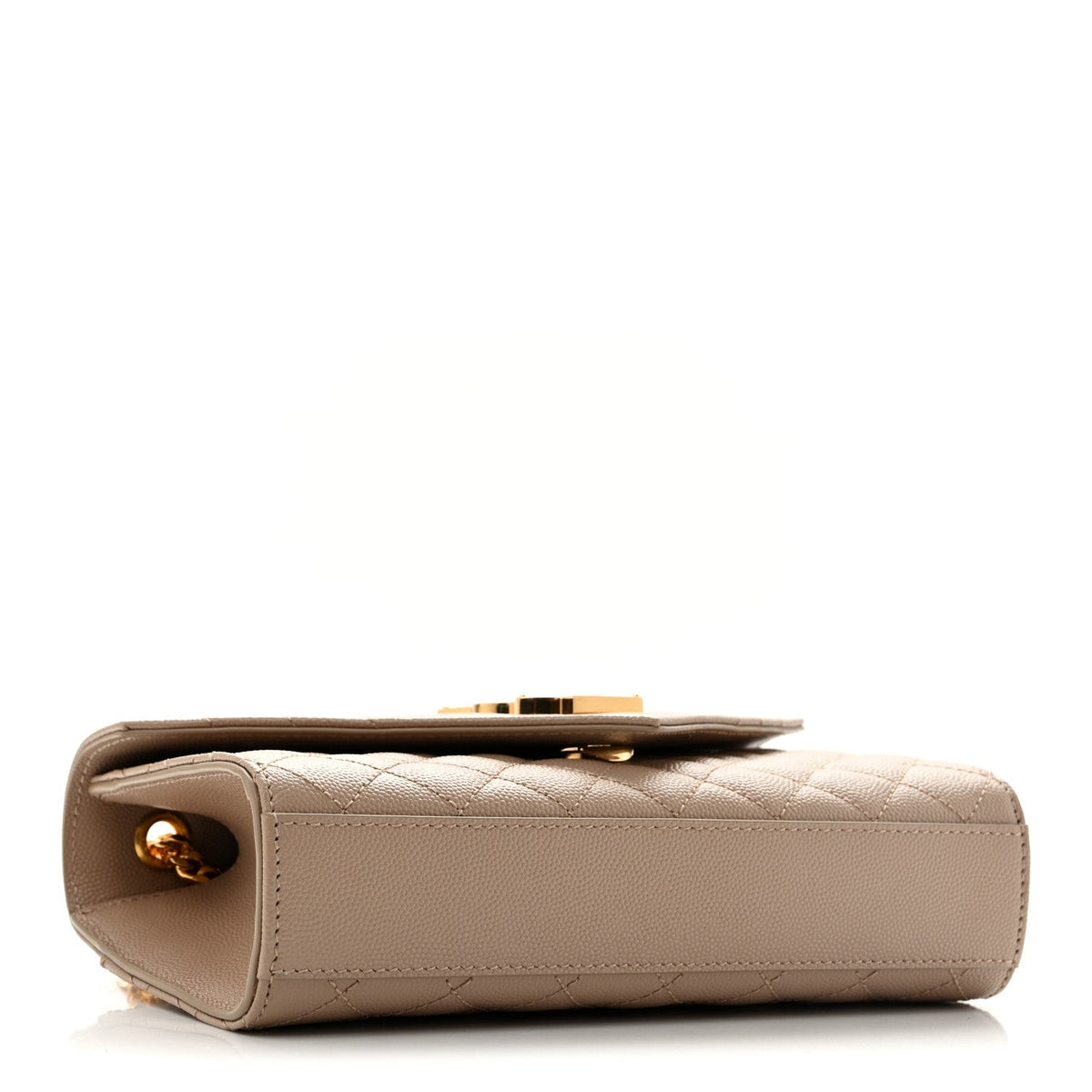 Grain De Poudre Textured Mixed Matelasse Triquilt Small Monogram Satchel Dark Beige