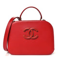 Shiny Calfskin Goatskin Quilted Small Coco Curve Vanity Red
