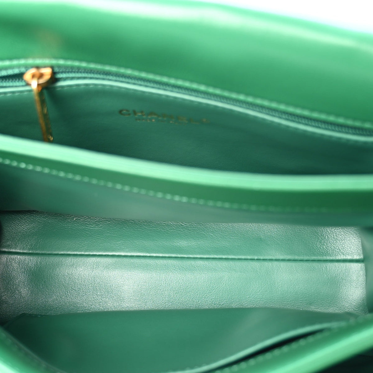 Lambskin Quilted Medium Color Match Flap Green