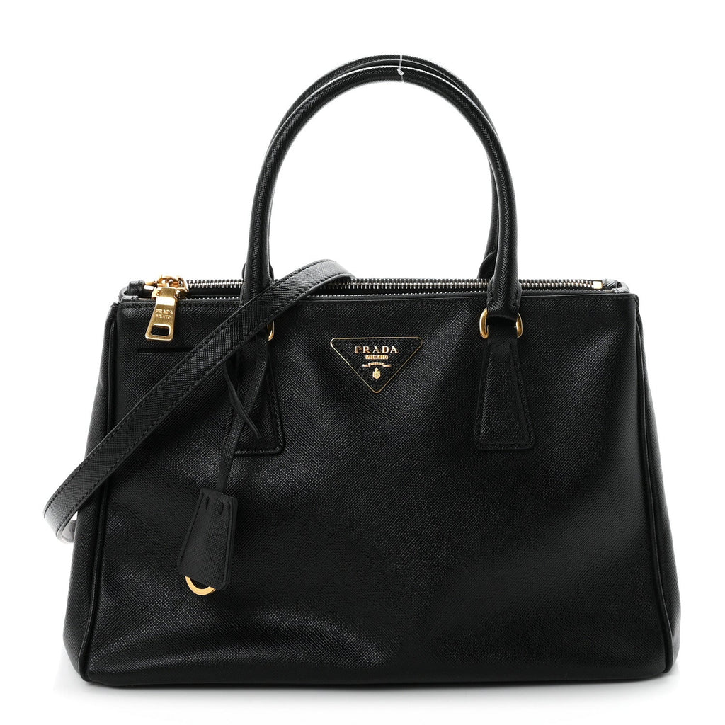 Saffiano Small Galleria Double Zip Tote Black