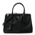 Saffiano Small Galleria Double Zip Tote Black