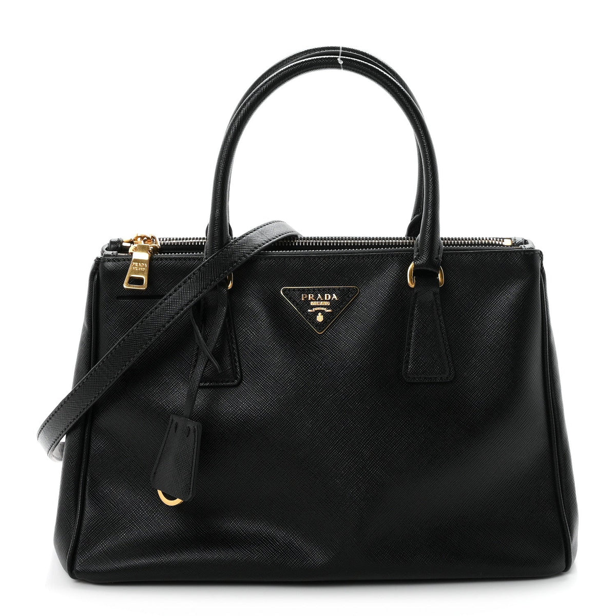 Saffiano Small Galleria Double Zip Tote Black