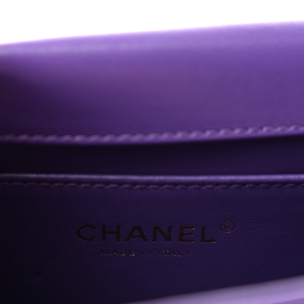 Calfskin Quilted Perfect Fit Flap Purple