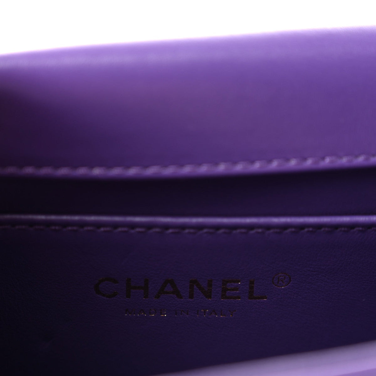 Calfskin Quilted Perfect Fit Flap Purple