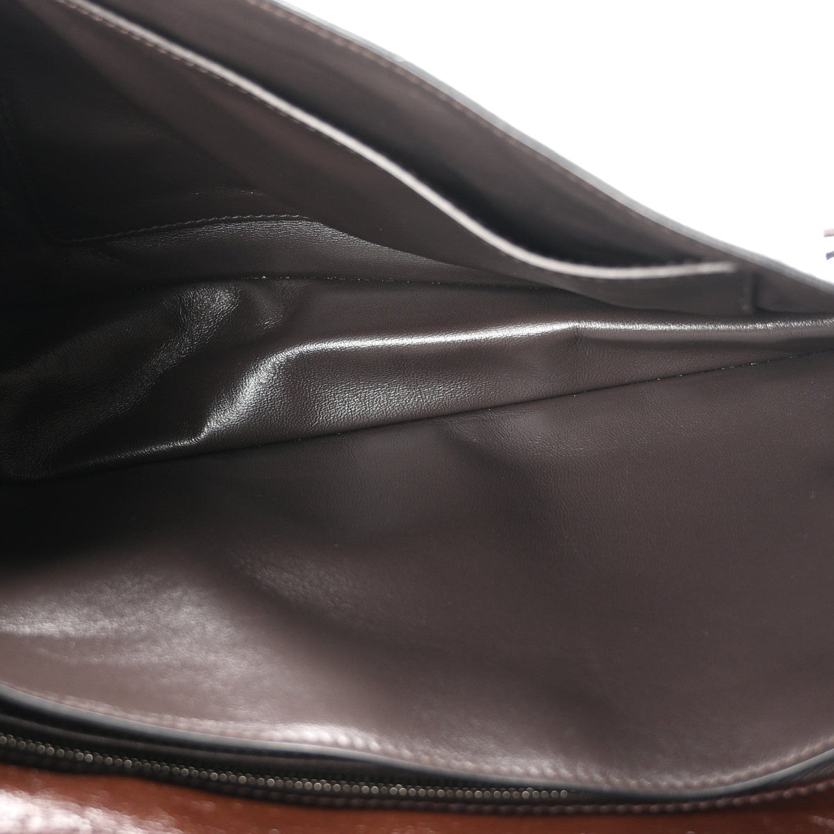 Glossy Calfskin Medium Sound Shoulder Bag Dark Brown