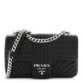 Soft Calfskin Impunture Diagramme Medium Chain Flap Shoulder Bag Black