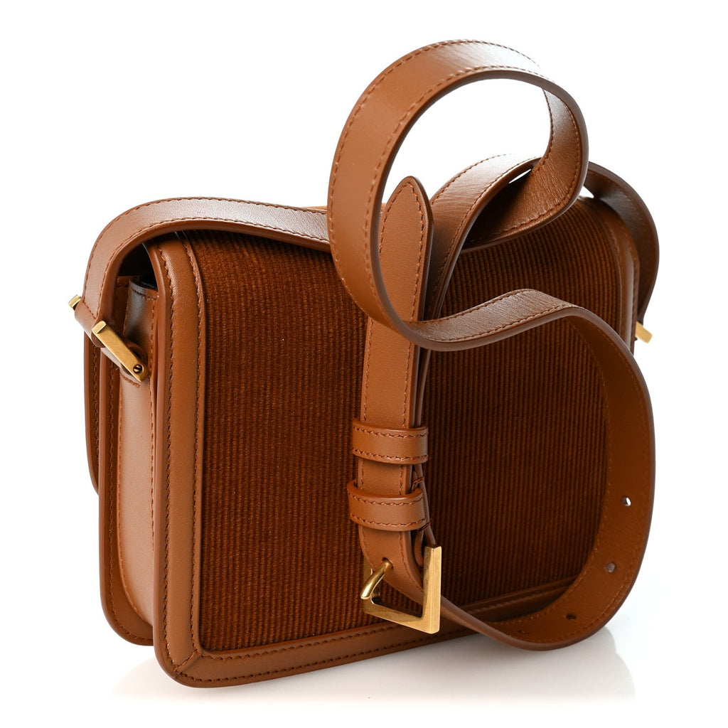 Courduroy Small Solferino Satchel Brown