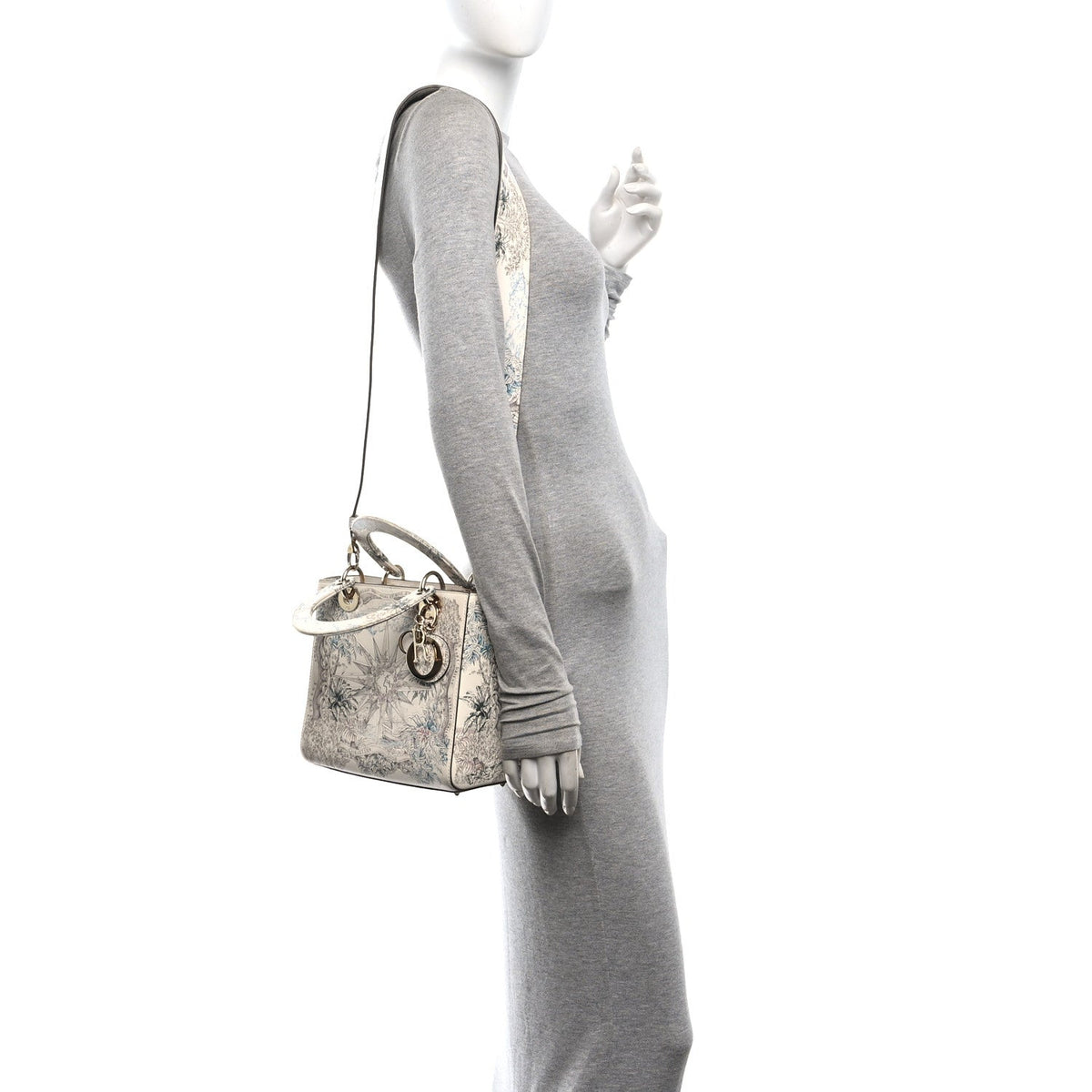 Calfskin Reve d'Infini Print Medium Lady Dior White Multicolor