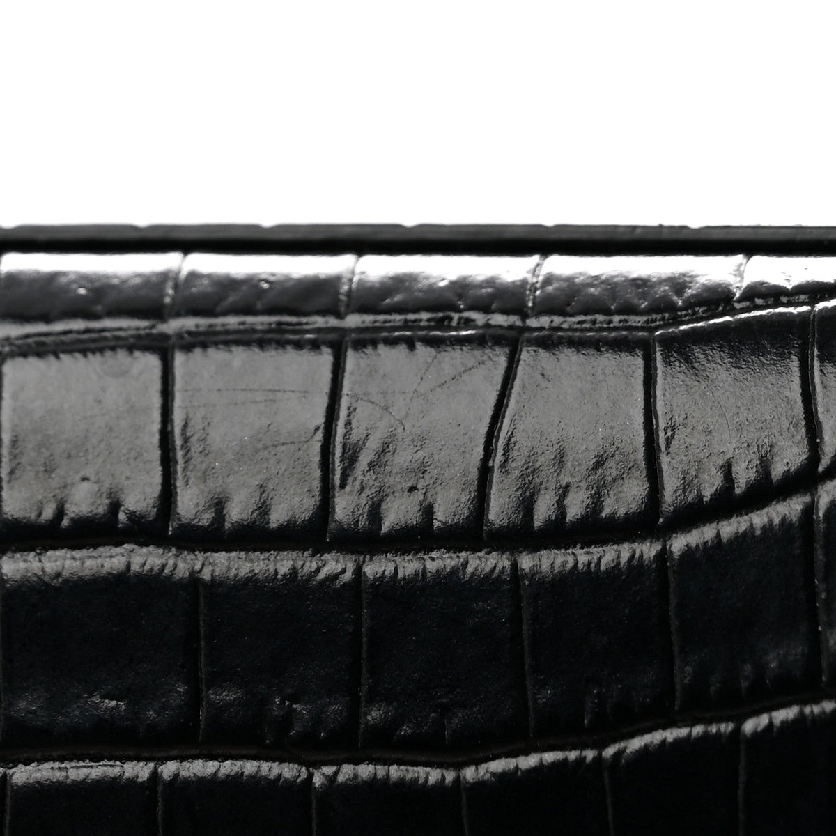 Calfskin Crocodile Embossed Small Classic Monogram Kate Tassel Satchel Black