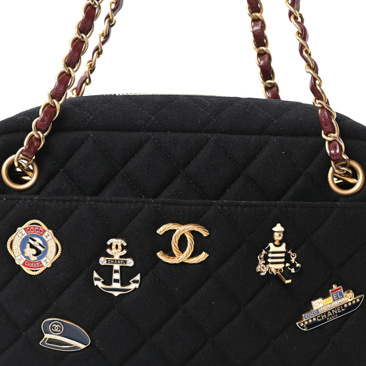 Felt Quilted Paris-Hamburg Charms Camera Case Black