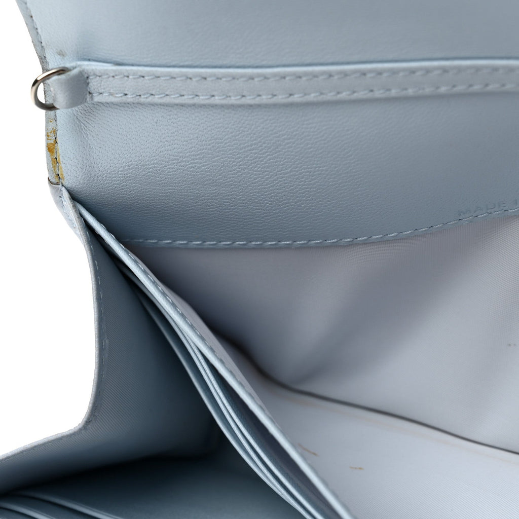 Grained Calfskin Diorama Croisiere Chain Wallet Light Blue