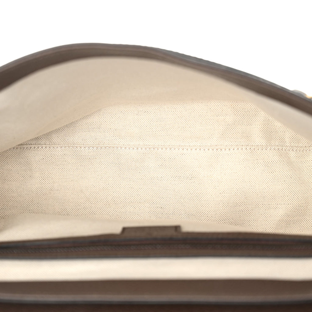 Tender GG Supreme Monogram Textured Dollar Calfskin Ophidia Messenger Bag Beige Ebony Dark Brown