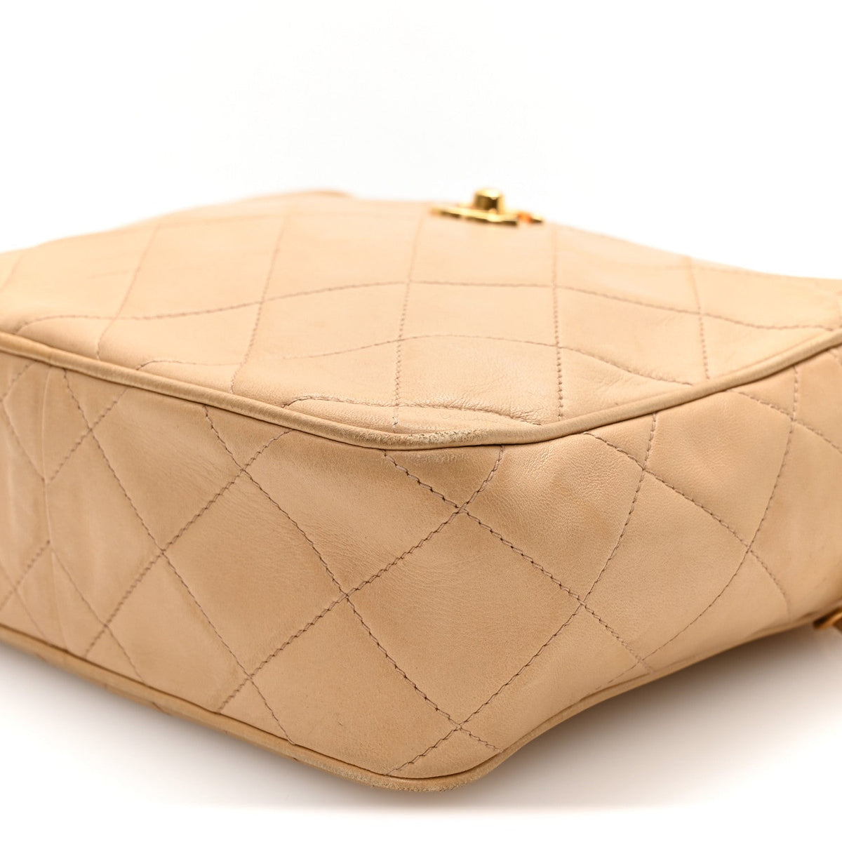 Lambskin Quilted Camera Case Beige