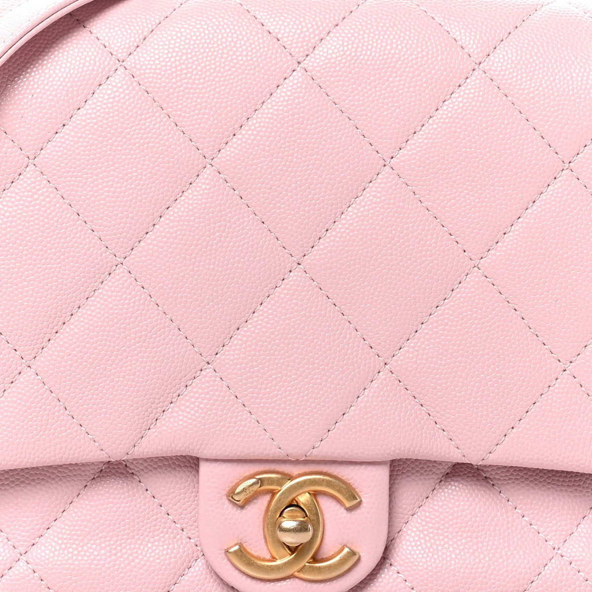 Caviar Quilted Medium Chain Flap  Light Pink