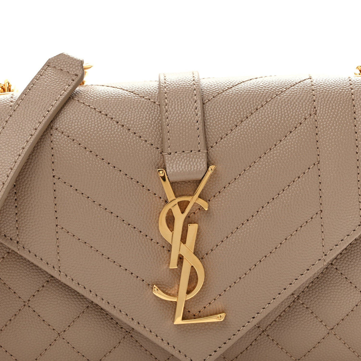 Grain De Poudre Textured Mixed Matelasse Triquilt Small Monogram Satchel Dark Beige