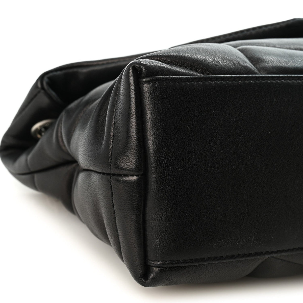 Lambskin Quilted Small Loulou Puffer Monogram Chain Satchel Black