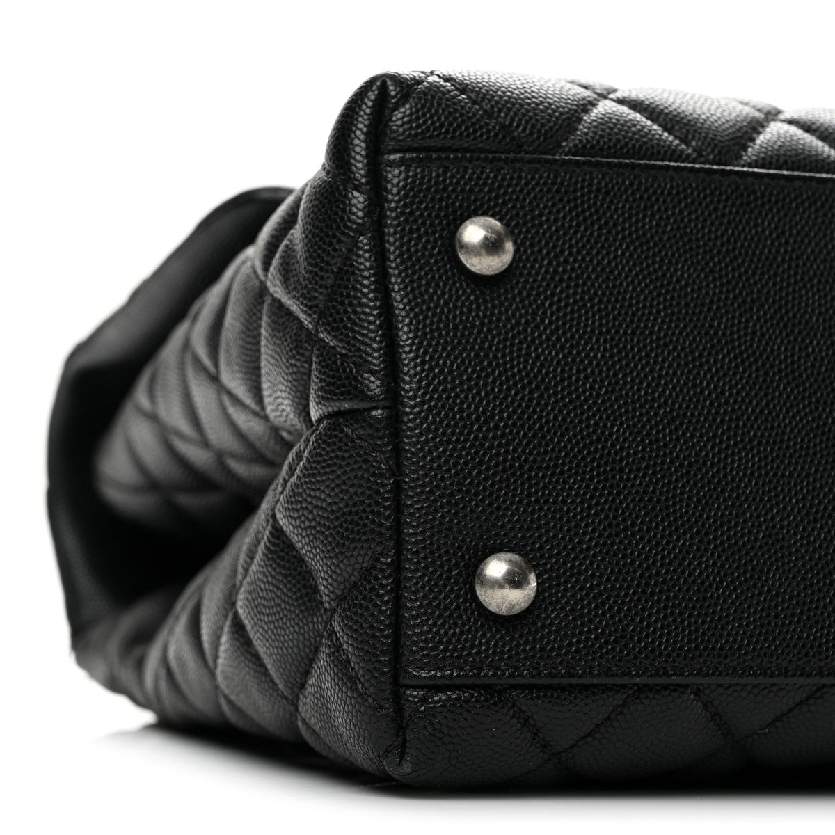 Caviar Lizard Quilted Medium Coco Handle Flap Black Khaki