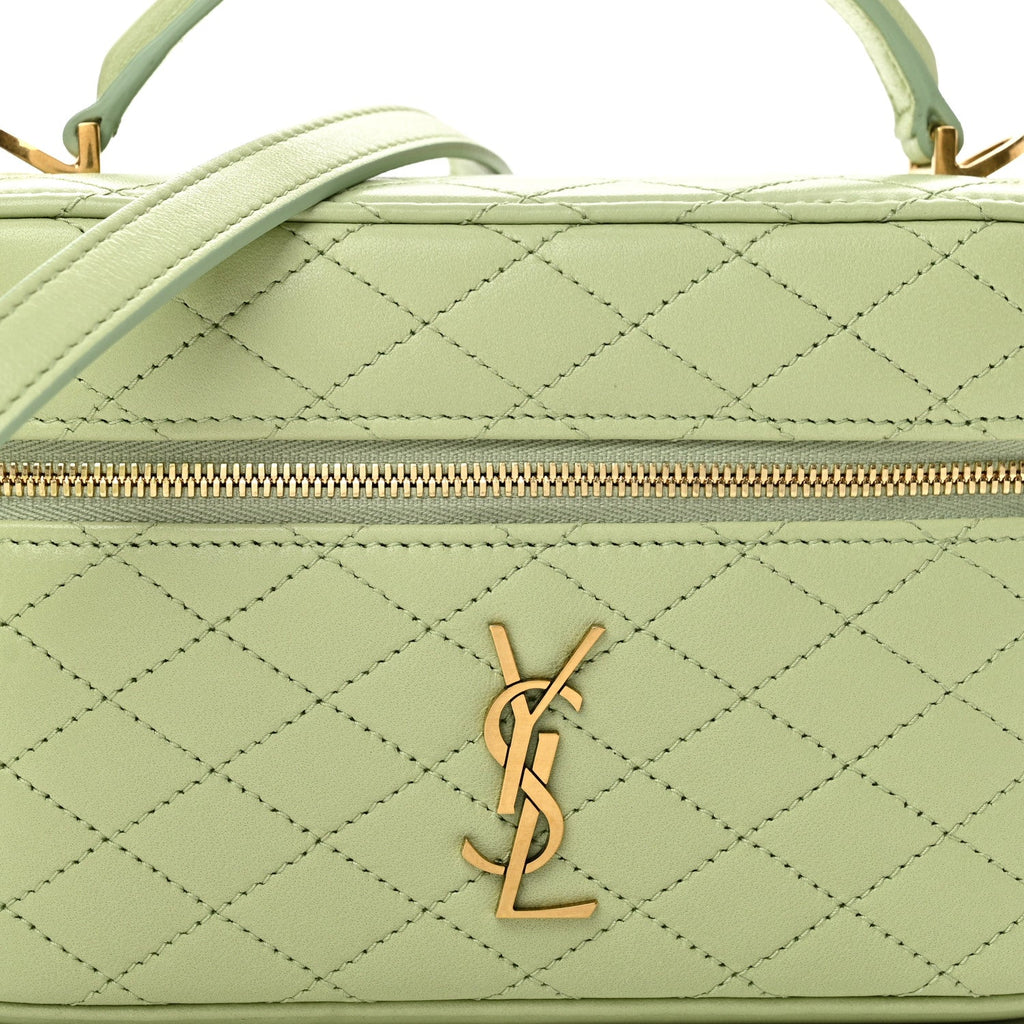 Lambskin Quilted Gaby Vanity Bag Misty Jade