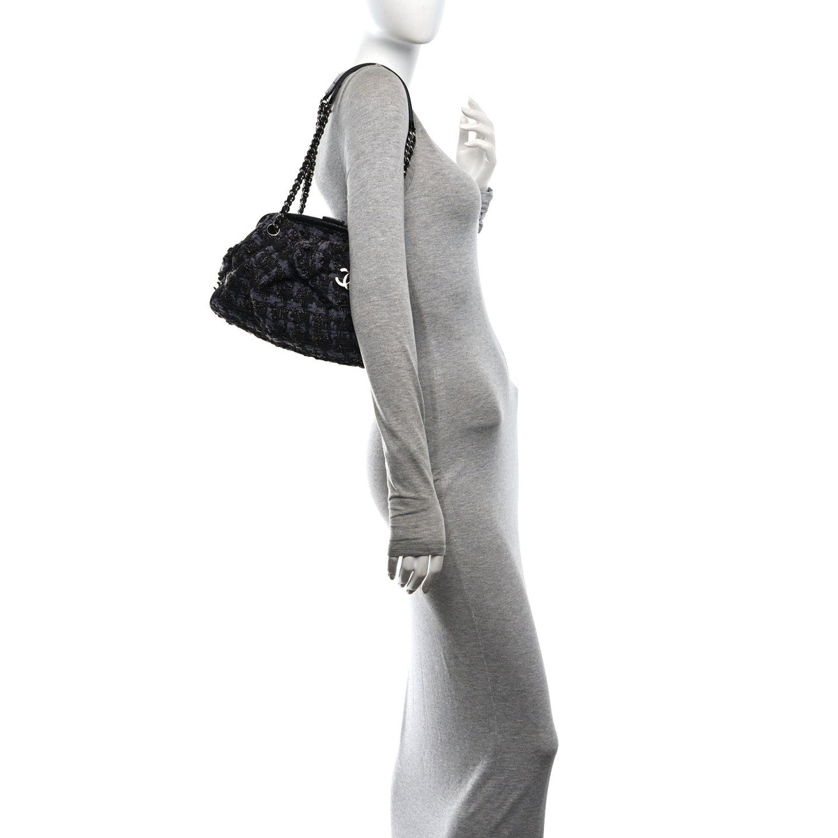 Tweed Paris NY Framed Pleated Pouch Grey