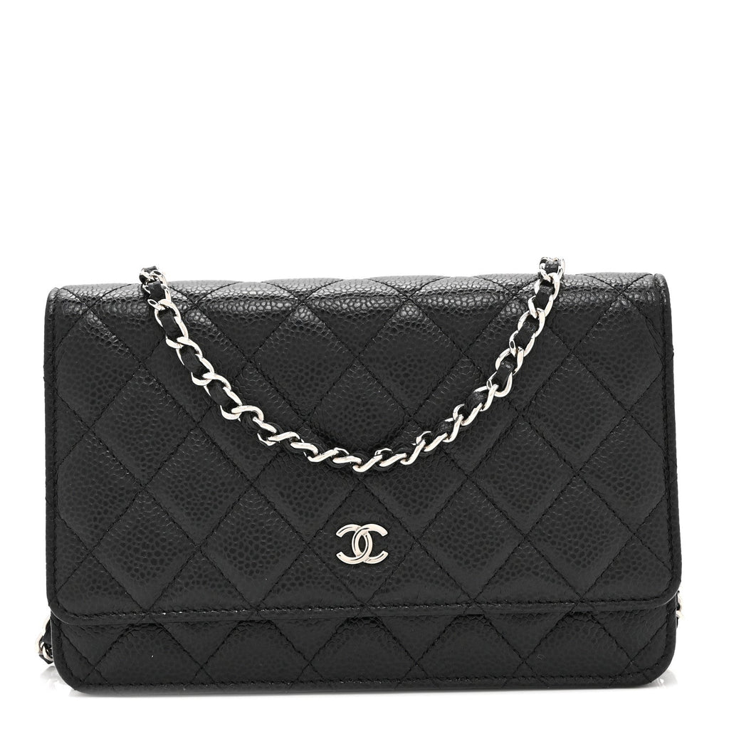 Caviar Quilted Wallet on Chain WOC Black