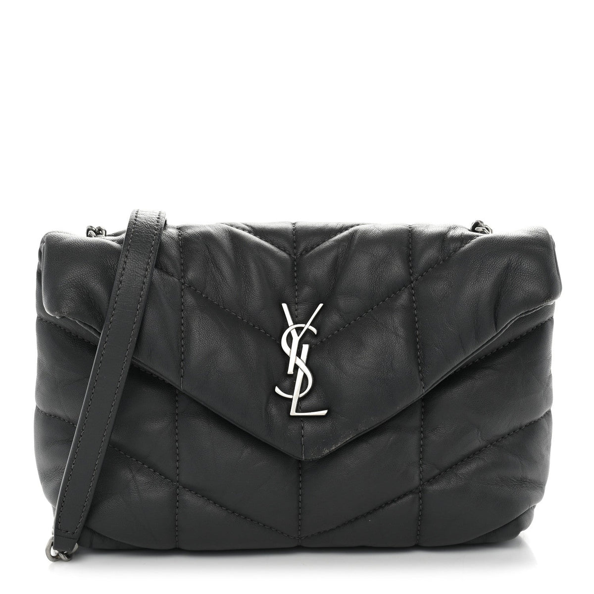 Lambskin Quilted Toy Loulou Puffer Monogram Chain Satchel Storm